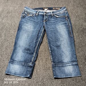 Silver Jeans Women 32 Blue‎ Elyssa Cropped Summer Capri Stretch Dark Pants